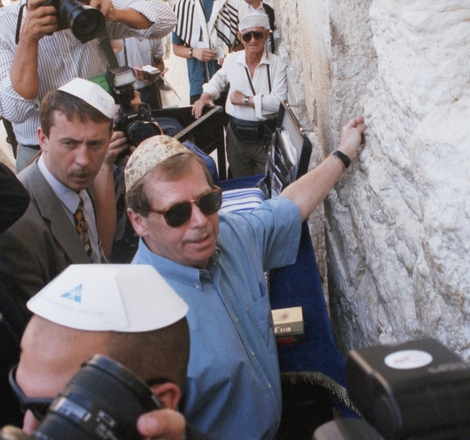 President Václav Havel by the Wailing Wall in Jerusalem, 1997